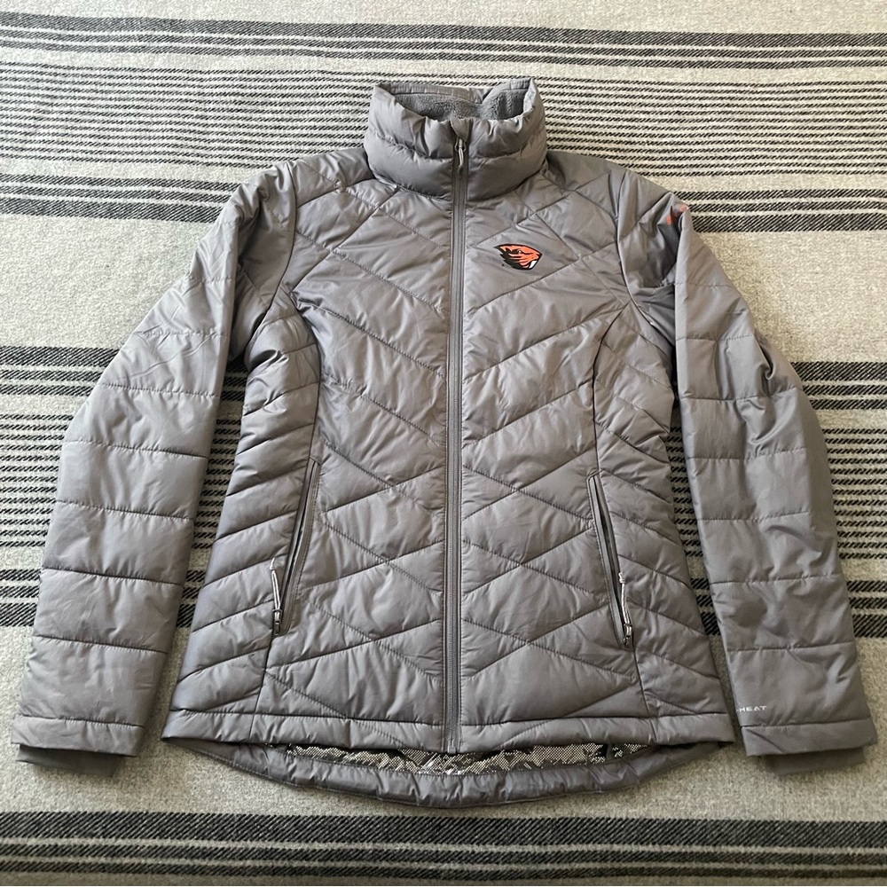Columbia Women's Small Heavenly Grey Puffer Jacket with Oregon Beavers  logo
